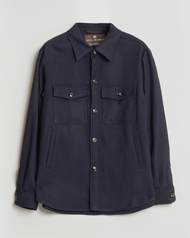 Oscar Jacobson Maverick Wool Overshirt Navy – Sininen