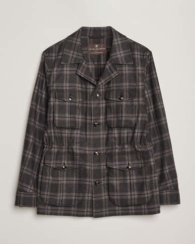 Oscar Jacobson Sirolo Checked Shirt Jacket Brown/Blue – Ruskea