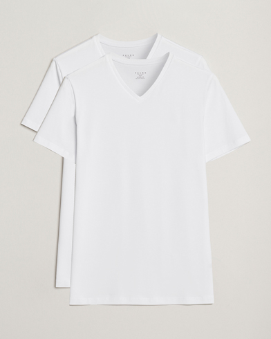 Falke 2-Pack Cotton V-Neck T-Shirt White – Valkoinen