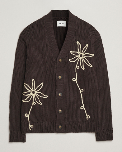 NN07 Mika Knitted Flower Cardigan Dusky Port – Ruskea