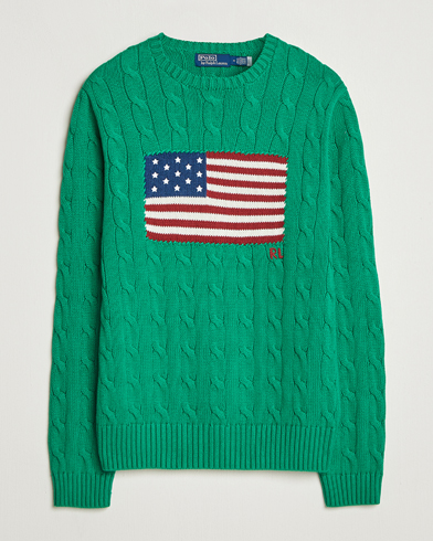 Polo Ralph Lauren Cotton Cable Flag Sweater Billiard Green – Vihreä