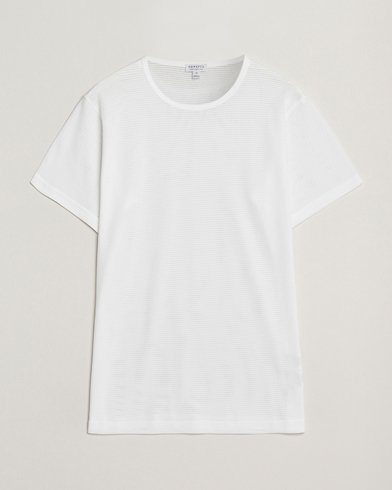 Sunspel Cellular Underwear T-Shirt White – Valkoinen