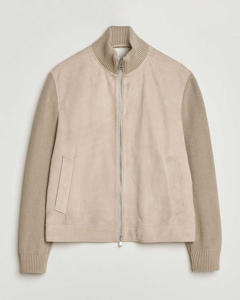 BOSS BLACK Maven Suede Hybrid Jacket Open White – Beige