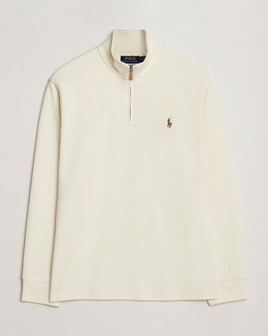 Polo Ralph Lauren Double Knitted Half Zip Parchment Cream – Valkoinen