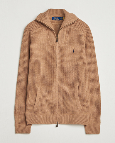 Polo Ralph Lauren Cotton/Wool Full Zip Brown Sugar Melange – Ruskea