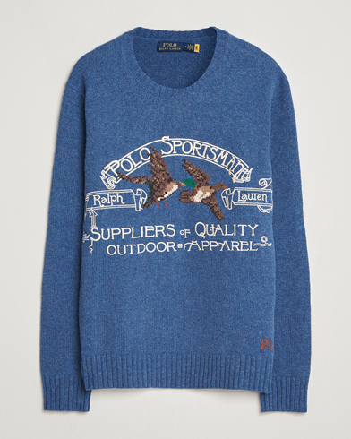 Polo Ralph Lauren Cotton/Wool Printed Sweater Blue Multi – Sininen
