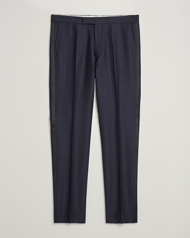 Oscar Jacobson Denz Wool Tuxedo Trousers Navy – Sininen