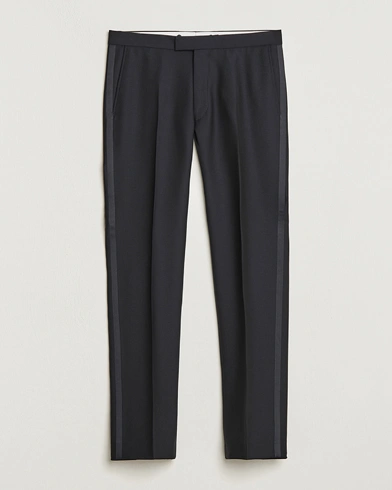 Oscar Jacobson Denz Straight Wool Tuxedo Trousers Black – Musta
