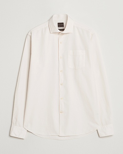 Oscar Jacobson Reg Fit Wide Spread Collar Twill Ecru White – Valkoinen