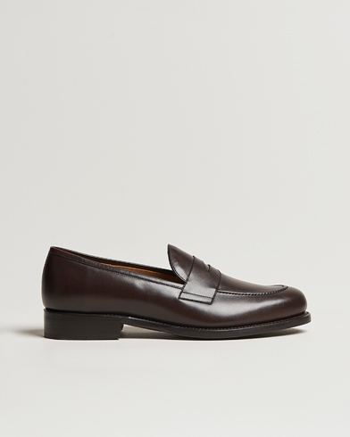 Oscar Jacobson Penny Loafers Dark Mud Brown – Ruskea