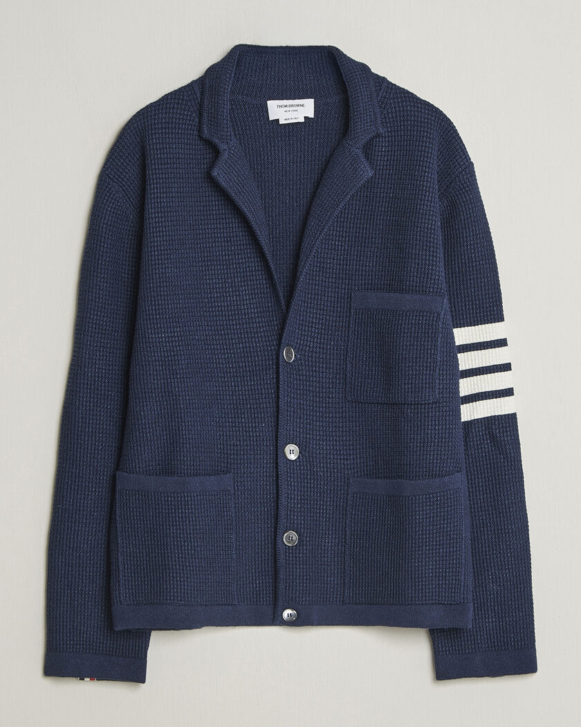 Thom Browne Textured 4 Bar Cardigan Jacket Navy – Sininen
