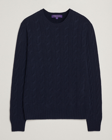 Ralph Lauren Purple Label Cashmere Cable Sweater Chairman Navy – Sininen