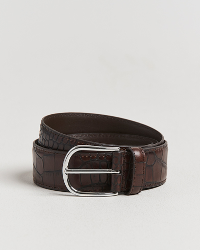 Anderson's Embossed 3,5cm Leather Belt Brown – Ruskea