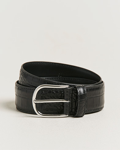 Anderson's Embossed 3,5cm Leather Belt Black – Musta