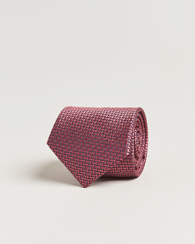 Brioni Jacquard Herringbone Silk Tie Rosa – Vaaleanpunainen