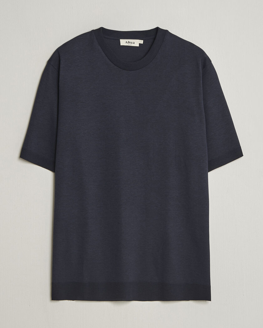 Altea Cotton/Stretch Knitted T-Shirt Navy – Sininen