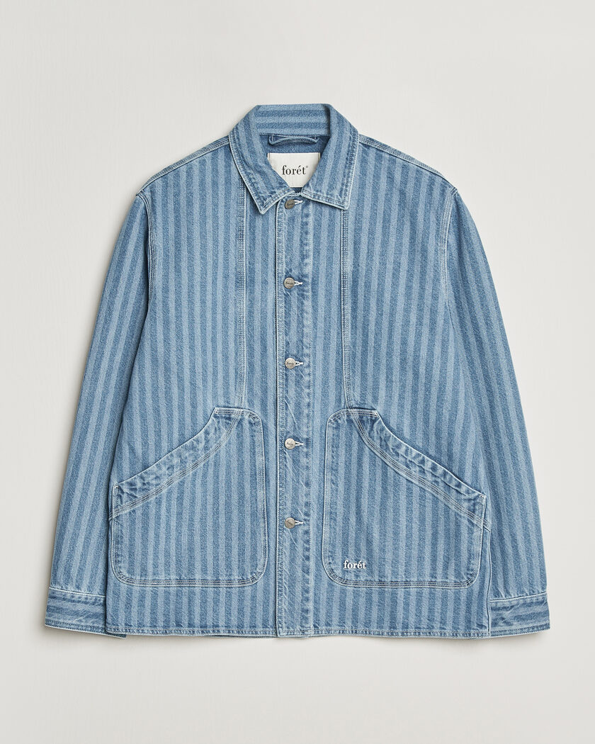 Forét Berry Denim Overshirt Striped Denim – Sininen