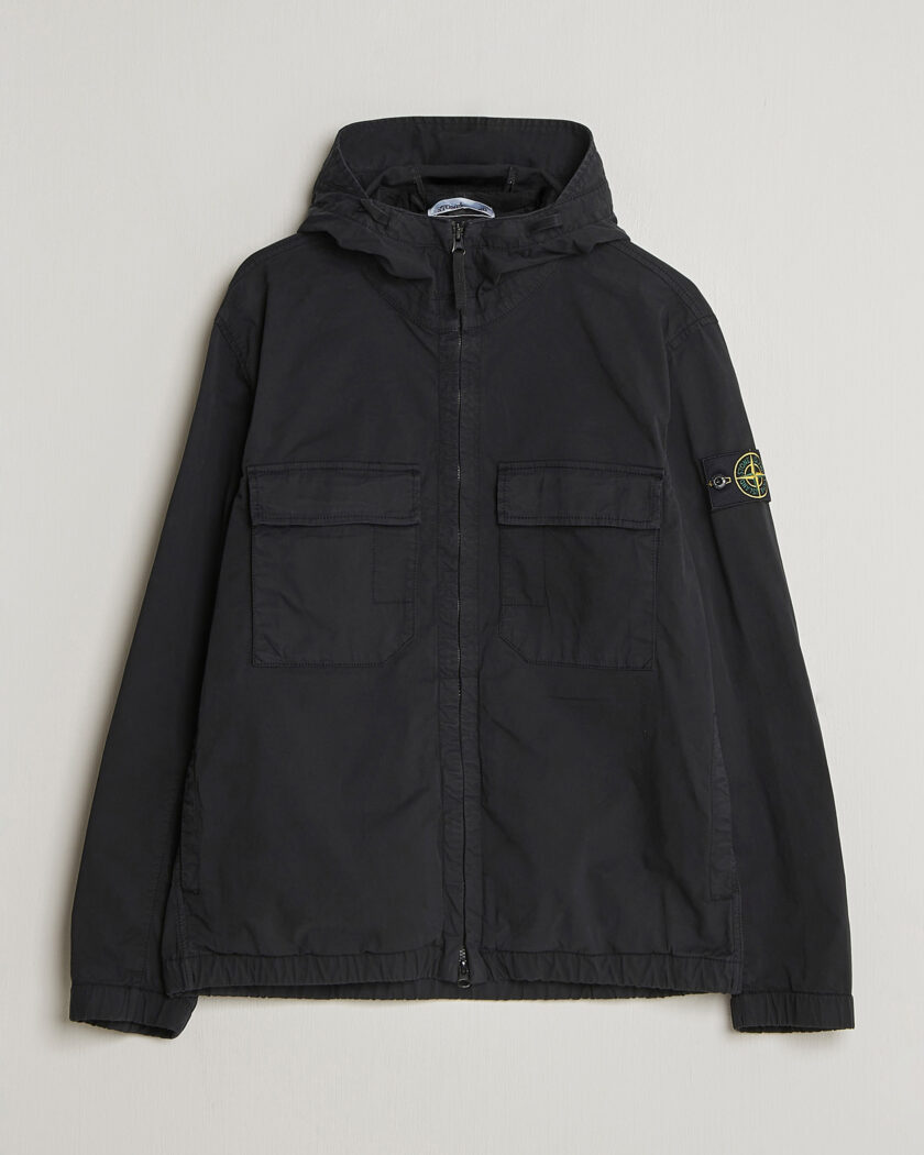 Stone Island Stretch Cotton Twill Hood Jacket Black – Musta