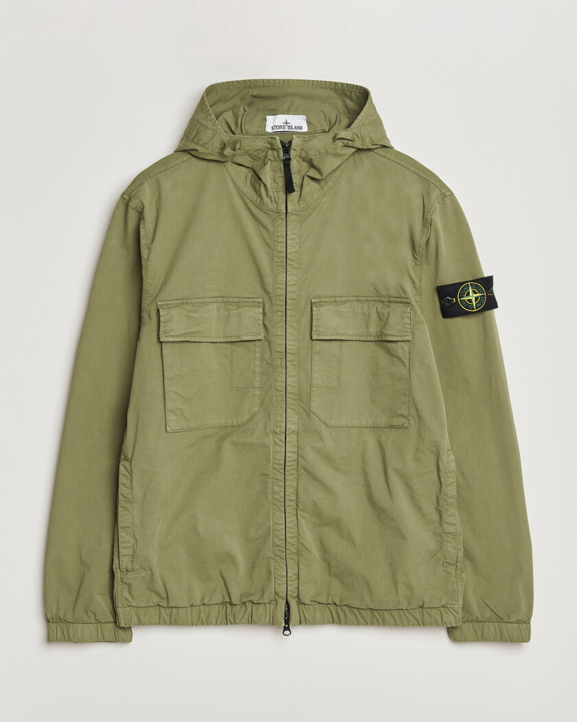 Stone Island Stretch Cotton Twill Hood Jacket Military Green – Vihreä
