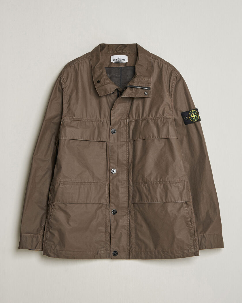 Stone Island Waxed Pigment Cotton Tela Field Jacket Umber – Ruskea