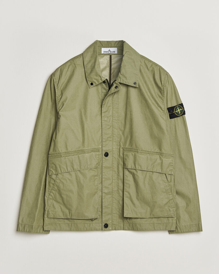 Stone Island Waxed Pigment Cotton Tela Coach Jacket Military Green – Vihreä