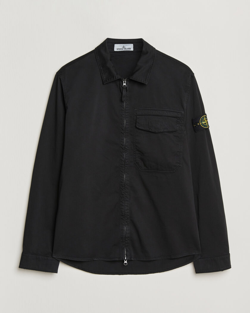 Stone Island Cotton Stretch Zip Overshirt Black – Musta