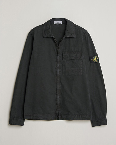 Stone Island Brushed Cotton Canvas Zip Overshirt Black – Musta