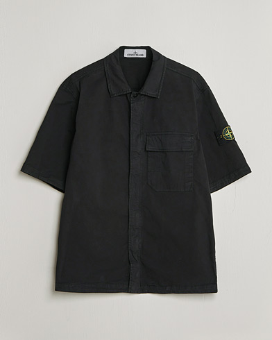 Stone Island Organic Cotton Twill Short Sleeve Shirt Black – Musta