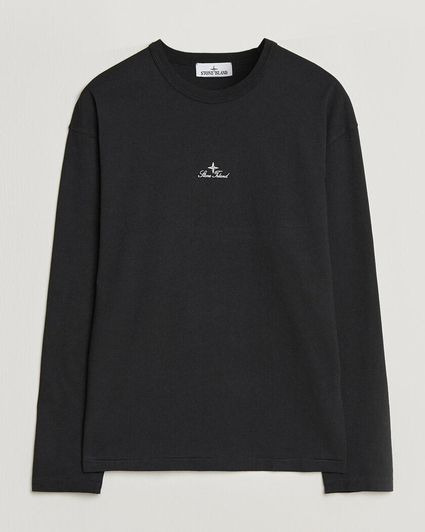 Stone Island Organic Cotton Jersey Long Sleeve Logo T-Shirt Black – Musta