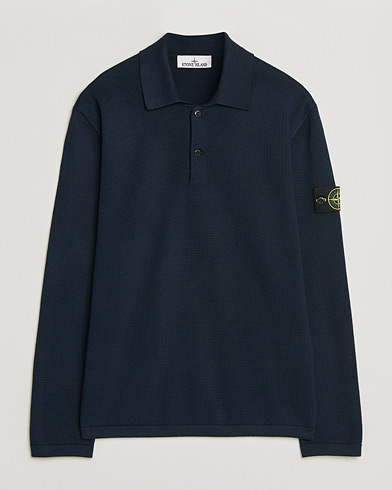 Stone Island Micro Stitch Knitted Cotton Polo Navy – Sininen