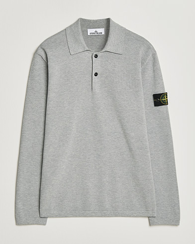 Stone Island Micro Stitch Knitted Cotton Polo Melange Pearl Grey – Harmaa