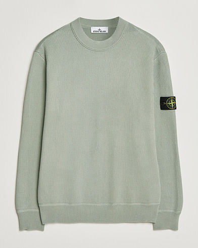 Stone Island Ribbed Soft Organic Cotton Crewneck Sage – Vihreä