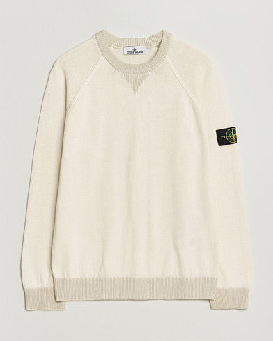 Stone Island Raw Hand Organic Cotton Raglan Crewneck Ivory – Valkoinen