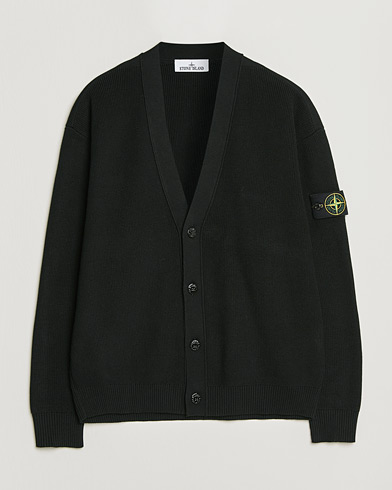 Stone Island Ribbed Soft Organic Cotton Cardigan Black – Musta