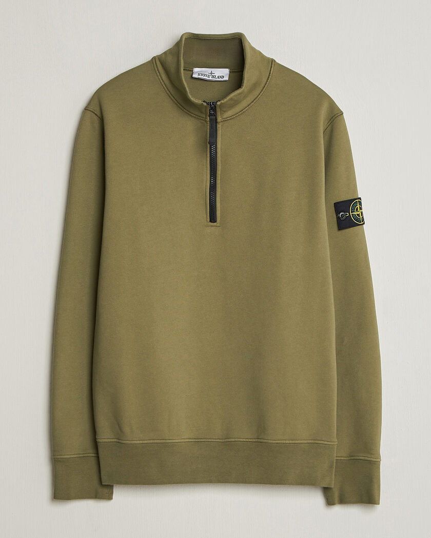 Stone Island Garment Dyed Fleece Half Zip Military Green – Vihreä