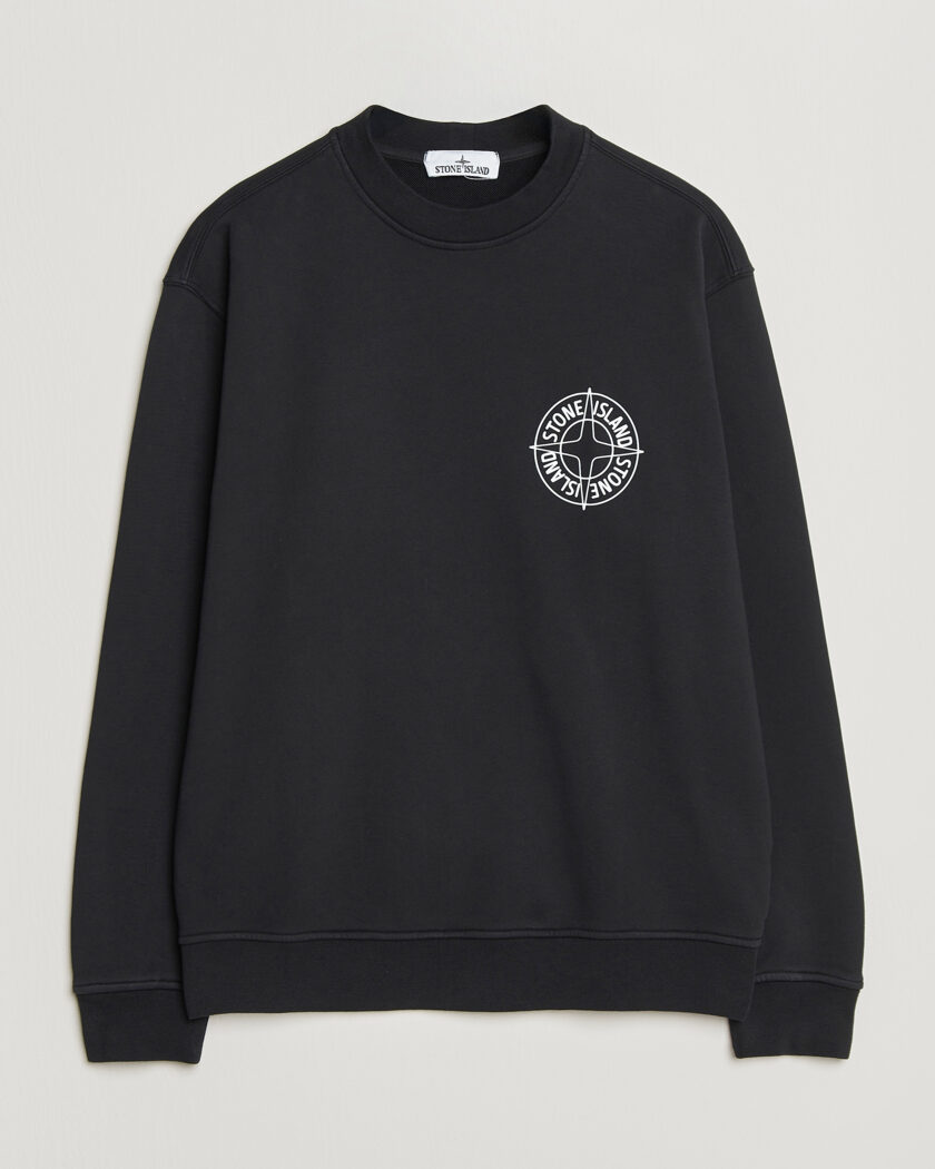 Stone Island Cotton Fleece Printed Logo Sweatshirt Black – Musta