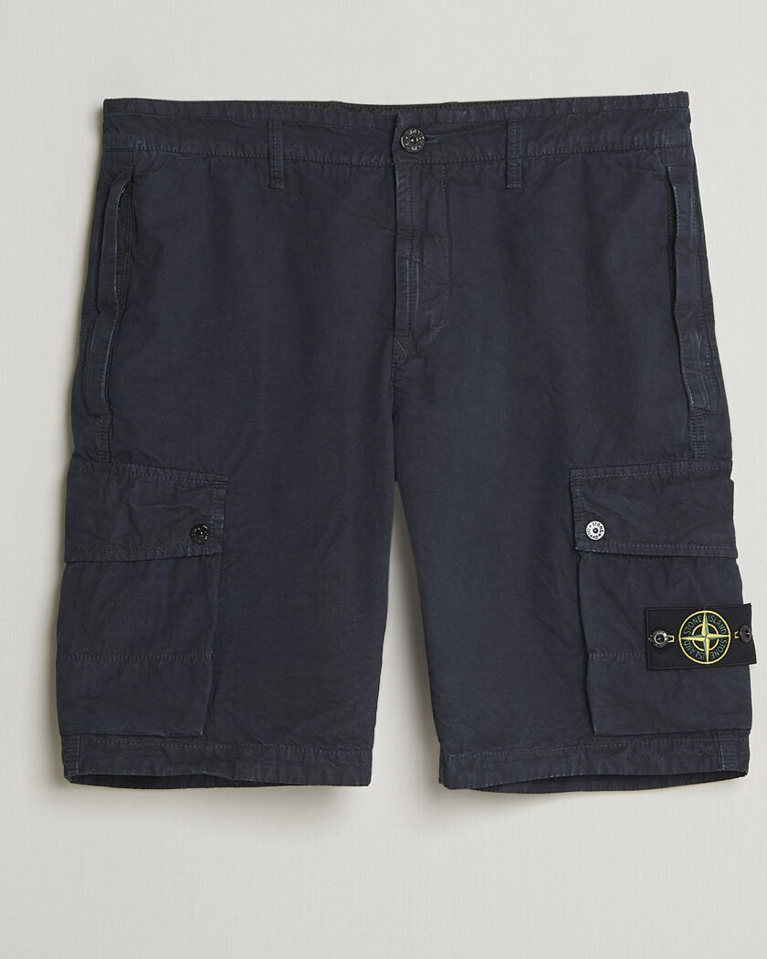Stone Island Brushed Cotton Canvas Cargo Shorts Navy – Sininen