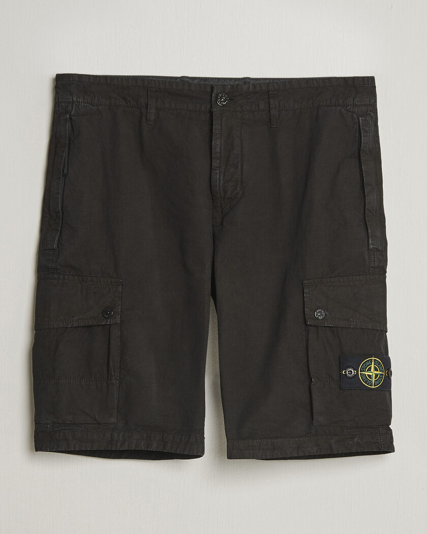 Stone Island Brushed Cotton Canvas Cargo Shorts Black – Musta