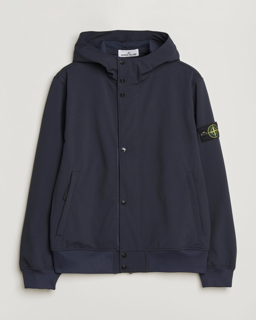 Stone Island Soft Shell Hooded Jacket Navy – Sininen