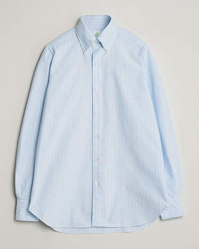 Finamore Napoli Gaeta Oxford Button Down Shirt Light Blue Stripe – Sininen