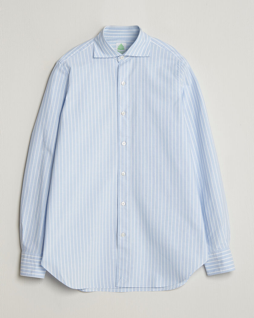Finamore Napoli Gaeta Pinpoint Oxford Shirt Light Blue Stripe – Sininen