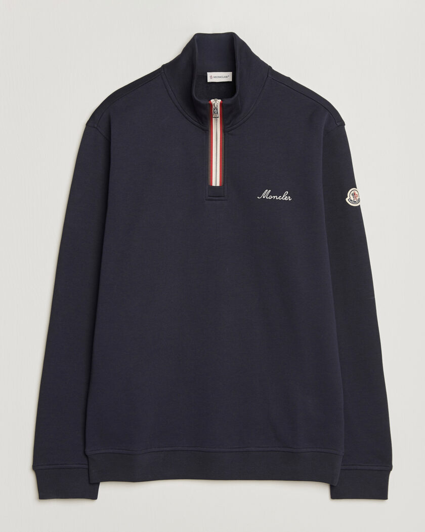 Moncler Signature Logo Half Zip Navy – Sininen