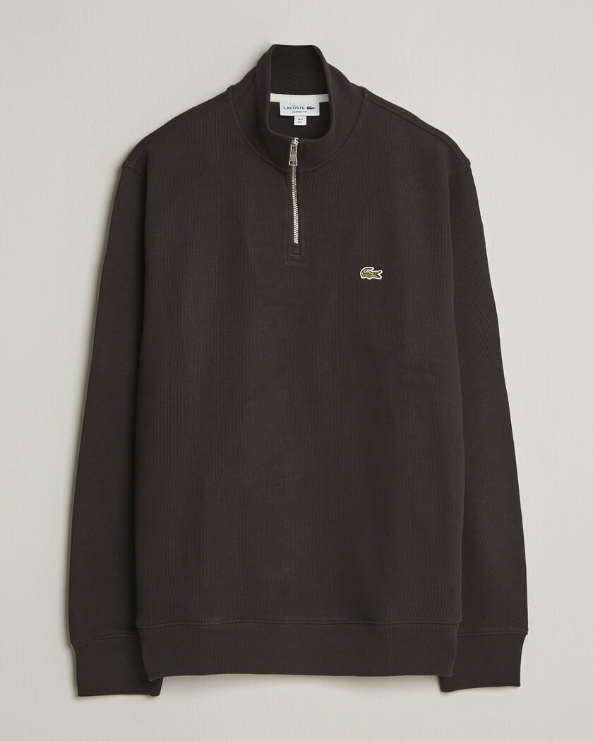 Lacoste Rib Interlock Half Zip Buffle Brown – Ruskea