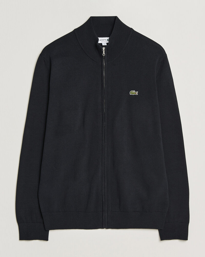 Lacoste Cotton Knitted Full Zip Black – Musta