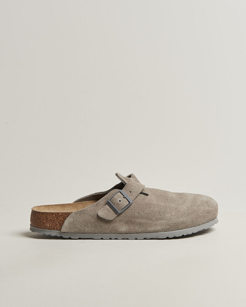 BIRKENSTOCK Boston Soft Footbed Stone Coin Suede – Harmaa