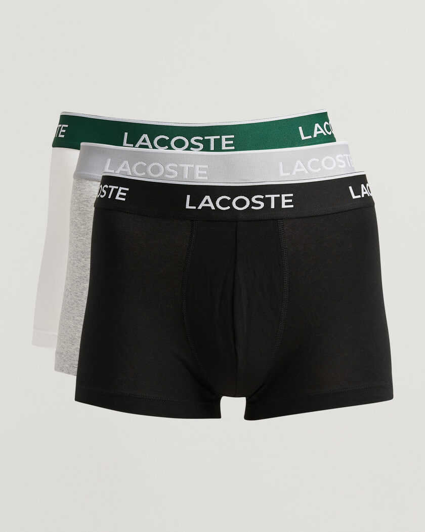 Lacoste 3-Pack Stretch Cotton Trunks Black/White/Grey – Monivärinen