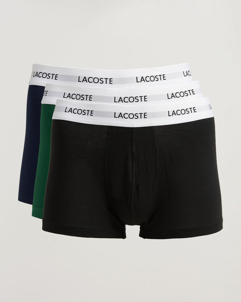 Lacoste 3-Pack Stretch Cotton Trunks Black/Green/Blue – Monivärinen