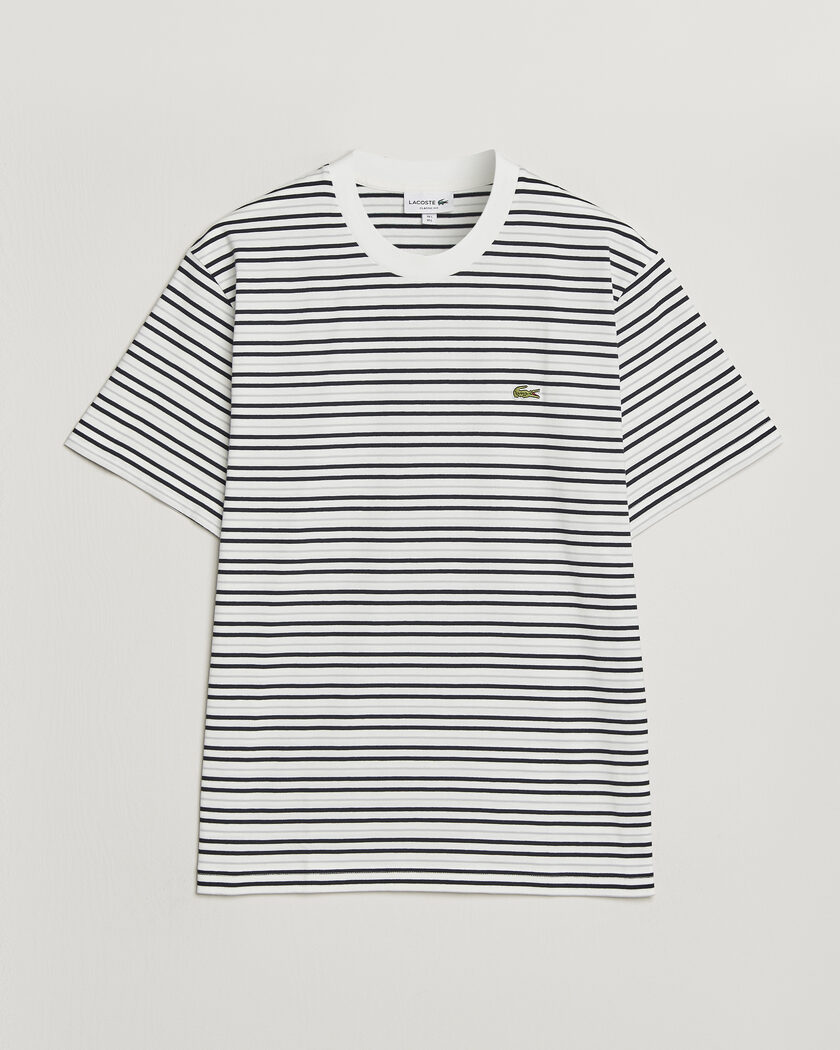 Lacoste Cotton Striped T-Shirt Blackbird/Flour – Valkoinen