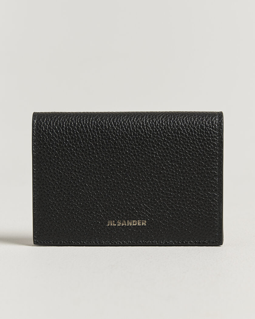 Jil Sander Grain Leather Card Holder Black – Musta