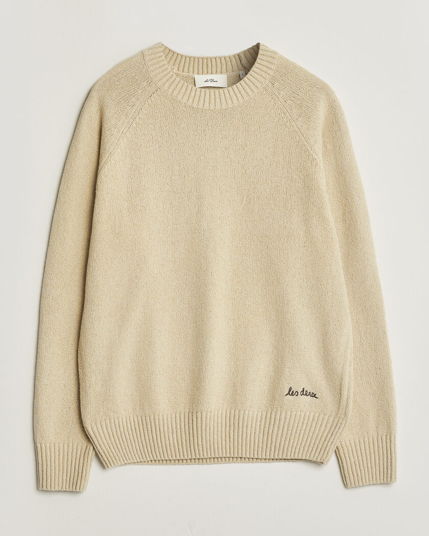LES DEUX Brad Knitted Roundneck Oyster Grey/White – Valkoinen